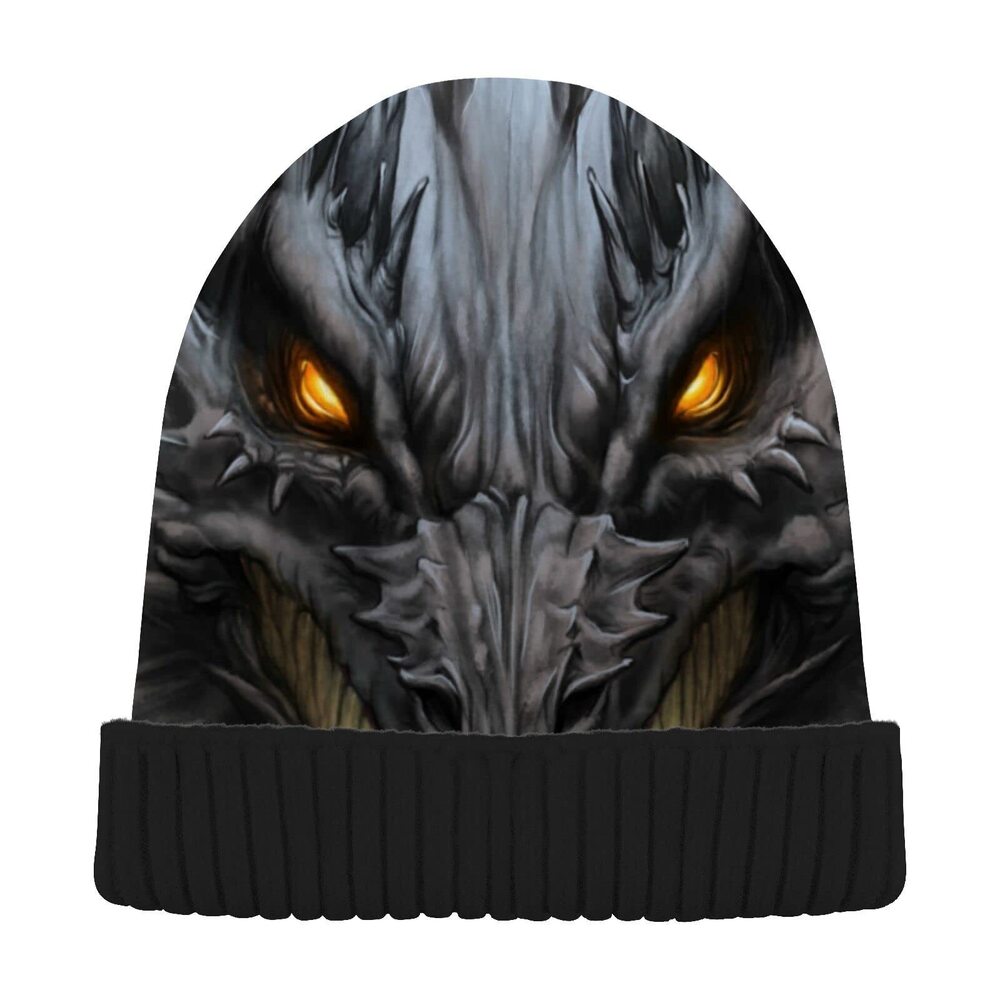 8544 Fantasy Dragon Head Beanie Winter Hat Reversible Skull Cuffed Knit Cap